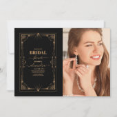 Foto Geometric Black Gold Gatsby Brautparty Einladung (Vorderseite)