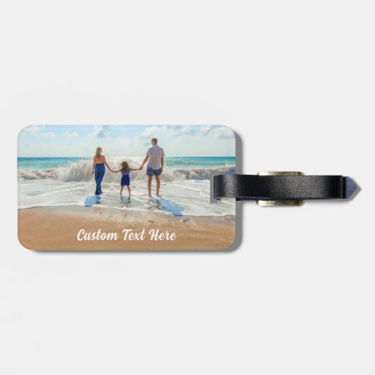 Foto-Gepäckanhänger mit benutzerdefiniertem Textna Gepäckanhänger (Rückseite horizontal)