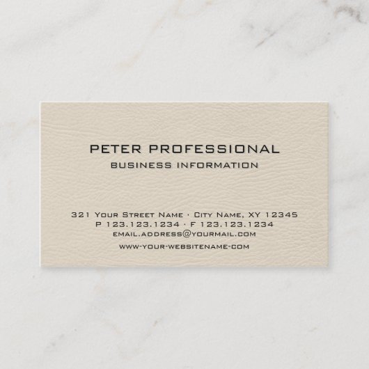 Foto-Geschäfts-Sahnekarte des Elfenbein-05 lederne Visitenkarte (Vorderseite)