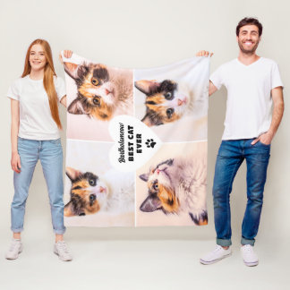 Foto Geschenk für Katzen Vater Personalisiert Name Fleecedecke