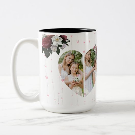 Foto Geschenk in Form eines Weißherzes Zweifarbige Tasse (Links)
