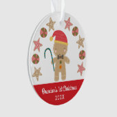 Foto Gingerbread Boy Baby First Christmas Red Ornament (Vorderseite)