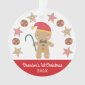 Foto Gingerbread Boy Baby First Christmas Red Ornament (Vorderseite)