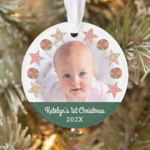 Foto Gingerbread Girl Green Ornament