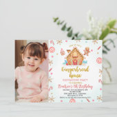 Foto Gingerbread Haus Dekorieren Party Geburtstag Einladung (Stehend Vorderseite)