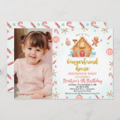 Foto Gingerbread Haus Dekorieren Party Geburtstag Einladung (Vorne/Hinten)