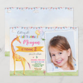 Foto Giraffe zum Geburtstag Einladung Safari Dschu (Vorne/Hinten)