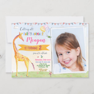 Foto Giraffe zum Geburtstag Einladung Safari Dschu