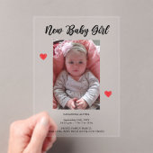 Foto Girl Birth Ankündigung Akronylic Card (Insitu (Handheld))