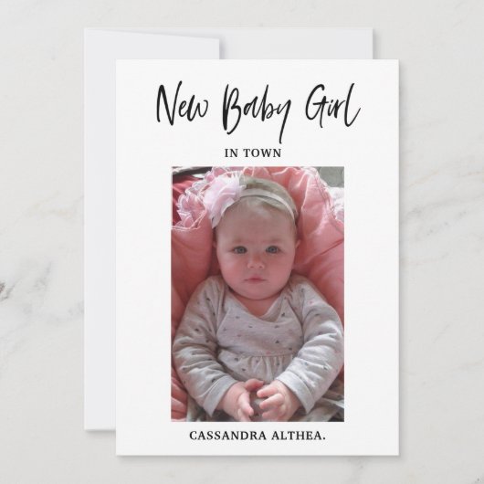 Foto Girl Birth Announcement Card Einladung (Vorderseite)