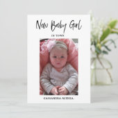 Foto Girl Birth Announcement Card Einladung (Stehend Vorderseite)