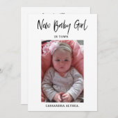 Foto Girl Birth Announcement Card Einladung (Vorne/Hinten)