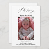 Foto Girl Birth Announcement Card Einladung (Vorne/Hinten)