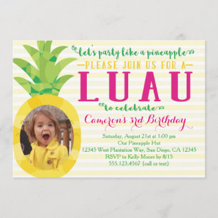 Foto Girl Luau Pineape Einladung zum Geburtstag