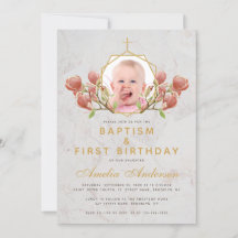 Foto Girl Taufe Rosa Magnolia Erster Geburtstag