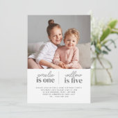 Foto Girls Joint Birthday Einladung - Script (Stehend Vorderseite)