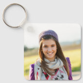 Foto Glittery Aquamarin Turquoise Glam Script Name Schlüsselanhänger (Vorderseite)