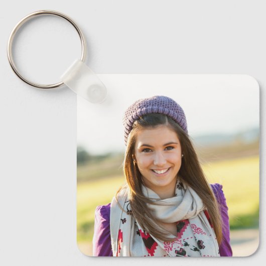 Foto Glittery Aquamarin Turquoise Glam Script Name Schlüsselanhänger (Vorderseite)