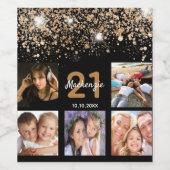 Foto Glitzer am Geburtstag, Goldname Weinetikett (Einzelnes Label)