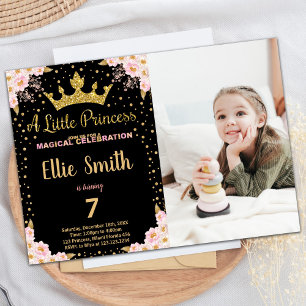 Foto Glitzer Crown Lila Princess Geburtstag Einladung
