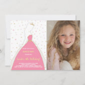 Foto Glitzer Rosa Prinzessin Geburtstagseinladunge Einladung (Vorderseite)