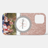 Foto Glitzer Rose Gold Diamond Monogramm Case-Mate iPhone Hülle (Rückseite (Horizontal))