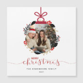 Foto Globe Frohe Weihnachtsschmuckkarte Magnetkarte (Vorderseite)