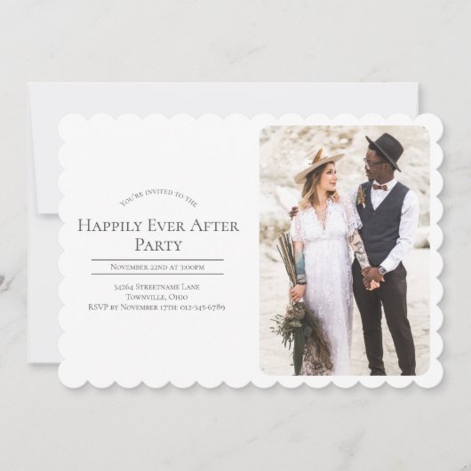 Foto glücklich immer nach Hochzeit Empfang Party Einladung (Vorderseite)