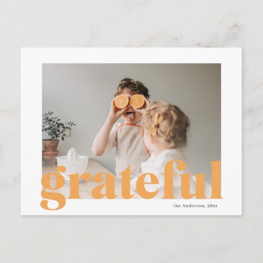 Foto | Glückwunsch Danksagend Orange Dankbar Postkarte (Vorderseite)