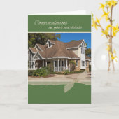 Foto Glückwunsch zu New Zuhause, Green, Ribbon Karte (Gelbe Blume)