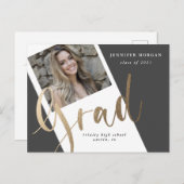 Foto Gold Abschluss Foto Ankündigung Postkarte (Vorne/Hinten)