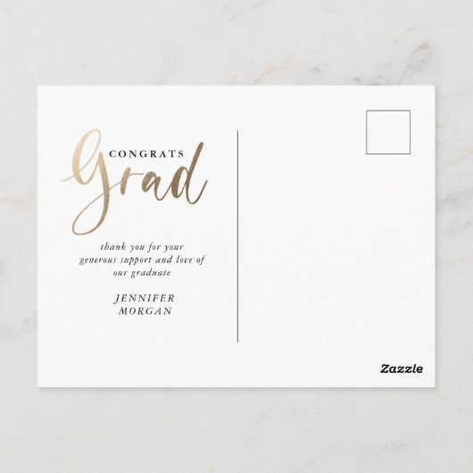 Foto Gold Abschluss Foto Ankündigung Postkarte (Rückseite)