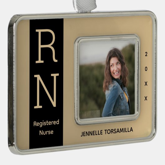 Foto Gold Black RN Nurse Rahmen-Ornament Silber (Rechts)