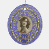 Foto Gold Classic Damask Gedenk Lavendel Keramik Ornament (Links)