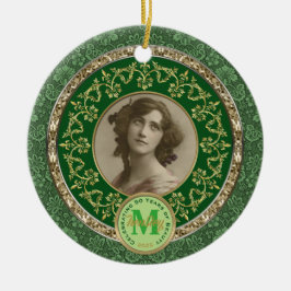 Foto Gold Classic Damask Gedenkgrün Keramik Ornament