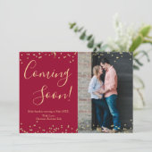 Foto Gold Confetti Pregnancy Announctions Cards Ankündigung (Stehend Vorderseite)