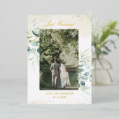 Foto Gold Eukalyptus Rustikale Hochzeitsempfehlung Folieneinladung (Stehend vorne)