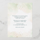 Foto Gold Eukalyptus Rustikale Hochzeitsempfehlung Folieneinladung (Rückseite)