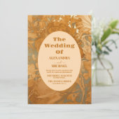 Foto Gold Floral Art Hochzeit im Jugendstil Einladung (Stehend Vorderseite)