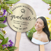 Foto Gold Foil Abschluss Black Script Hearts Cap Fächer