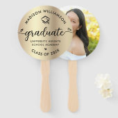 Foto Gold Foil Abschluss Black Script Hearts Cap Fächer (Vorne und Hinten)