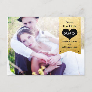FOTO Gold Foil & Black SAVE THE DATE Postkarte