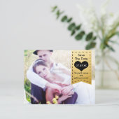 FOTO Gold Foil & Black SAVE THE DATE Postkarte (Stehend Vorderseite)