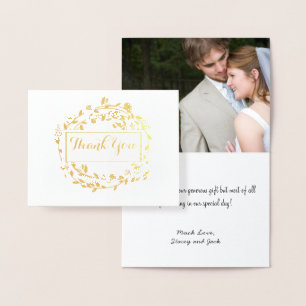 Foto Gold Foil Blumenstrauß Hochzeit Vielen Dank Folienkarte