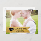 FOTO Gold Foil Chic Banner SAVE THE DATE Postkarte (Vorne/Hinten)