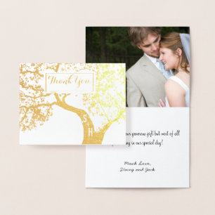Foto Gold Foil Initials Tree Hochzeit Vielen Dank Folienkarte