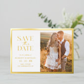 Foto Gold Foil Save the Date Folieneinladung (Stehend vorne)