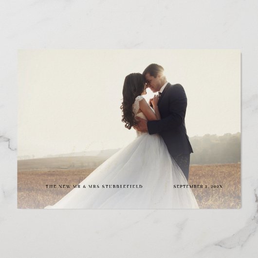 Foto Gold Foil Script Hochzeit Danke Karte (Vorderseite)