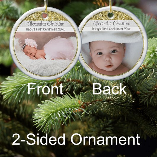 Foto Gold Frame Doppelseitig 2 Picture Baby First Keramik Ornament