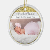 Foto Gold Frame Doppelseitig 2 Picture Baby First Keramik Ornament (Links)